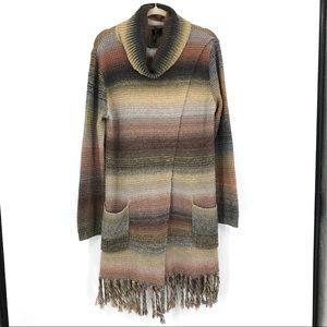 Kaktus cowl neck wrap poncho fringe sweater L/XL